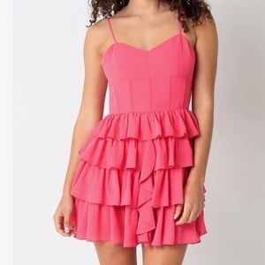 Elegant Pink Ruffle Dress